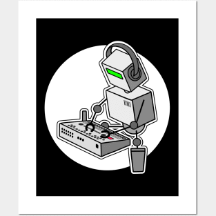 Robot Playing Drum machine (small print size) Posters and Art